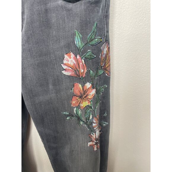 Zara Basic Z1975 Mid-Rise Floral Skinny Jeans Denim Washed Grey Women’s Size 24 - Picture 4 of 5